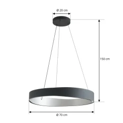 Lucande LED-hængelampe Daelor, sort/alu, CCT, dæmpbar