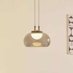 Lucande LED-hængelampe Dain, 1 lyskilde, røggrå, glas