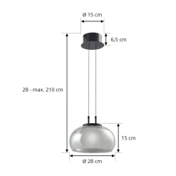 Lucande LED-hængelampe Dain, 1 lyskilde, røggrå, glas