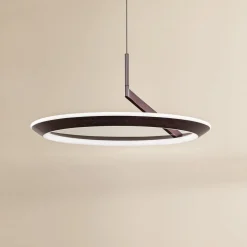 Lucande LED-hængelampe Eldra, kaffebrun, Ø 55 cm, CCT