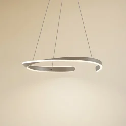Lucande LED-hængelampe Eloura, sølv, Ø58cm, metal, CCT