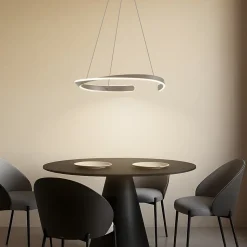 Lucande LED-hængelampe Eloura, sølv, Ø58cm, metal, CCT