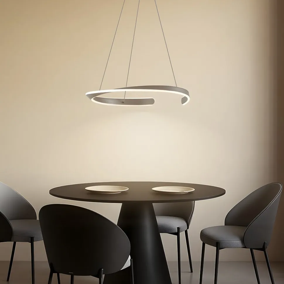 Lucande LED-hængelampe Eloura, sølv, Ø58cm, metal, CCT