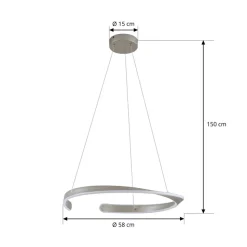 Lucande LED-hængelampe Eloura, sølv, Ø58cm, metal, CCT