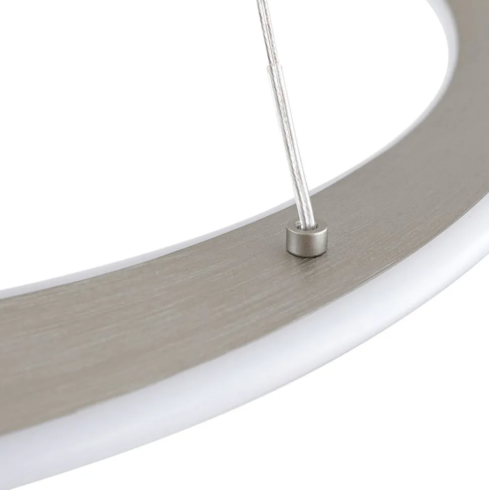 Lucande LED-hængelampe Eloura, sølv, Ø58cm, metal, CCT