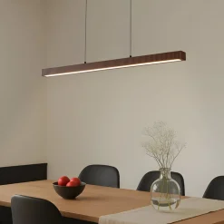Lucande LED-hængelampe Emara, mørkt træ, eg, CCT
