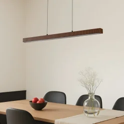 Lucande LED-hængelampe Emara, mørkt træ, eg, CCT
