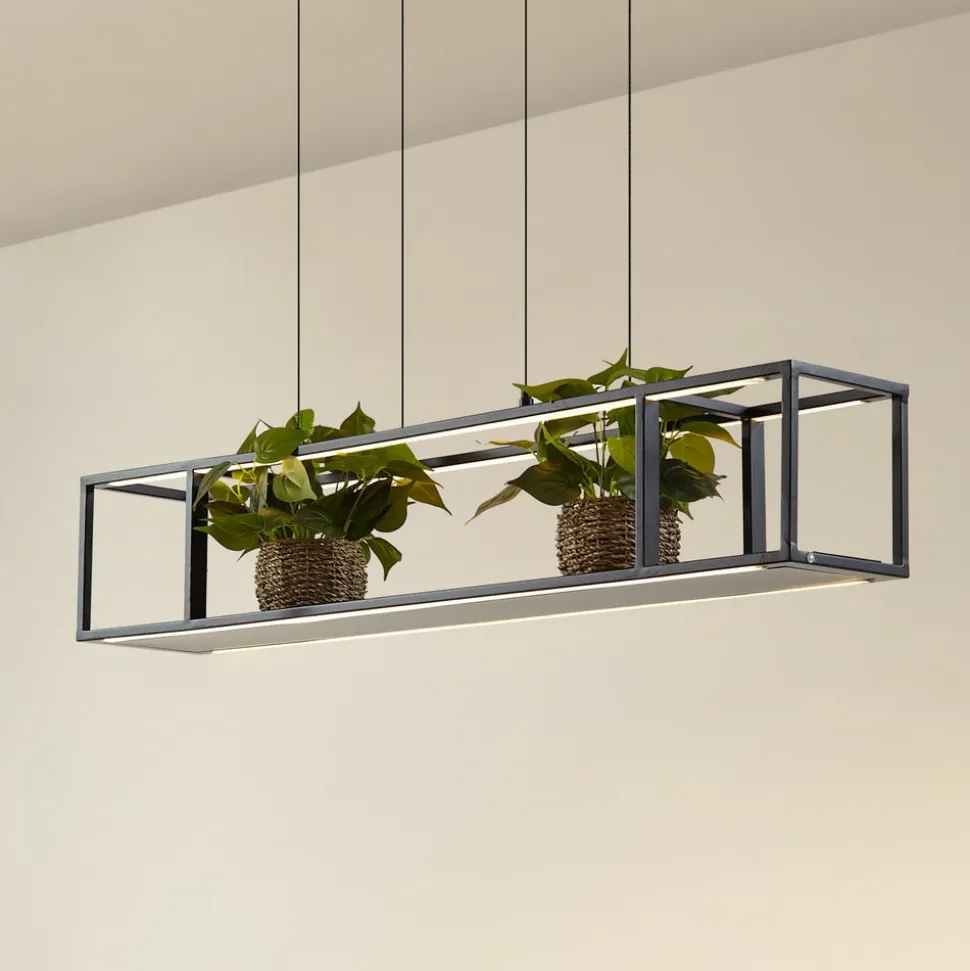 Lucande LED-hængelampe Estante, sort, dæmpbar