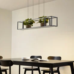 Lucande LED-hængelampe Estante, sort, dæmpbar