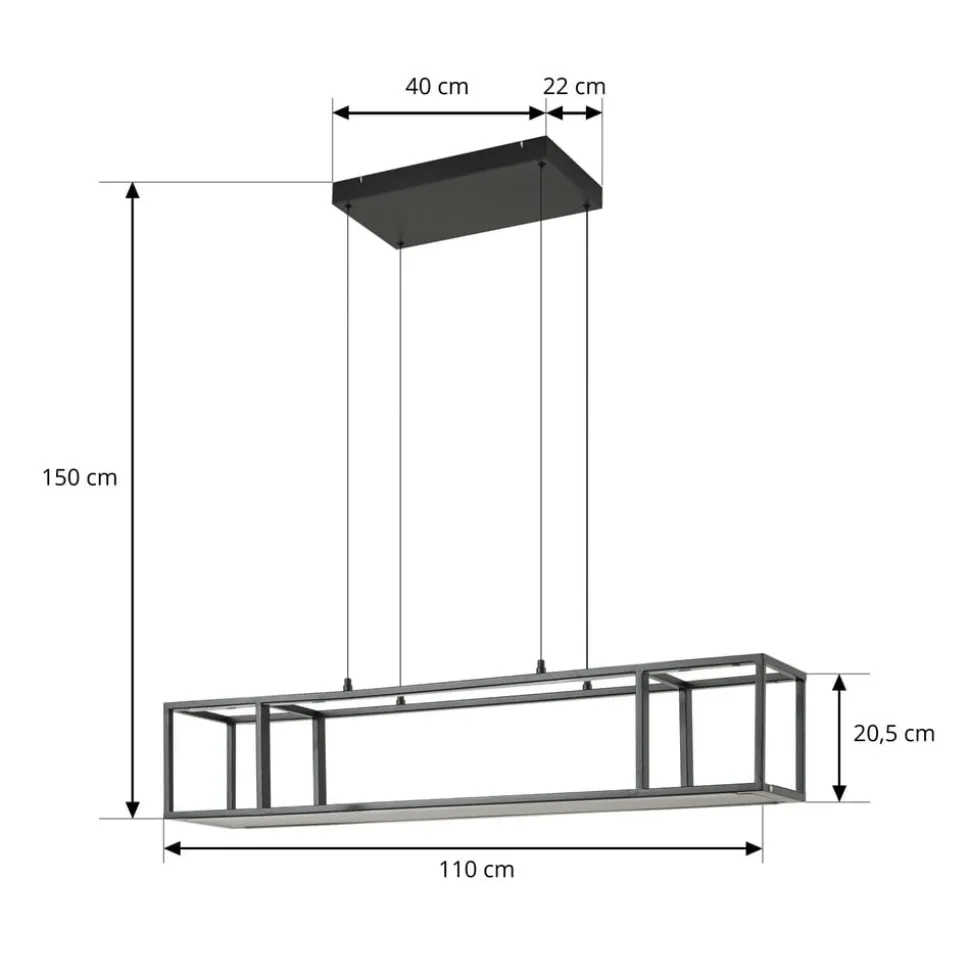 Lucande LED-hængelampe Estante, sort, dæmpbar