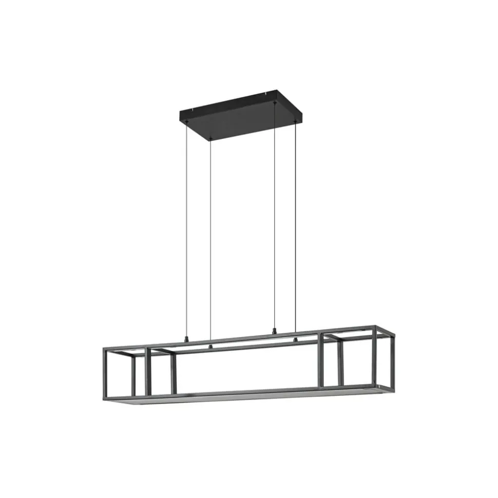 Lucande LED-hængelampe Estante, sort, dæmpbar