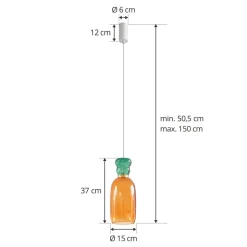Lucande LED-hængelampe Fay, orange/mørkegrøn, glas, Ø 15 cm