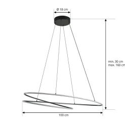 Lucande LED-hængelampe Gavril, 100 cm, sort, dæmpbar