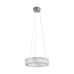 Lucande LED-hængelampe Glacis, krystal, Ø 40 cm, krom