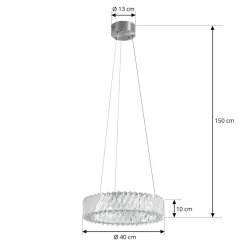 Lucande LED-hængelampe Glacis, krystal, Ø 40 cm, krom