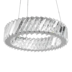 Lucande LED-hængelampe Glacis, krystal, Ø 40 cm, krom