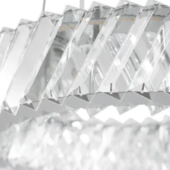 Lucande LED-hængelampe Glacis, krystal, Ø 40 cm, krom