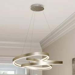 Lucande LED-hængelampe Gunbritt, Ø 80 cm, sølv, dæmpbar