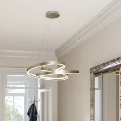 Lucande LED-hængelampe Gunbritt, Ø 80 cm, sølv, dæmpbar