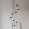 Lucande LED-hængelampe Hayley, sort, 9 lyskilder, glas