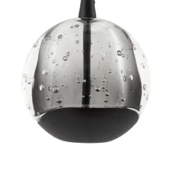 Lucande LED-hængelampe Hayley, sort, 9 lyskilder, glas