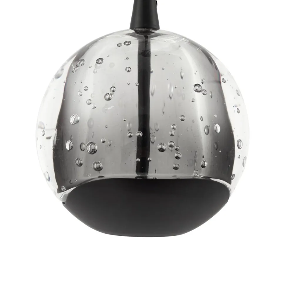 Lucande LED-hængelampe Hayley, sort, 9 lyskilder, glas