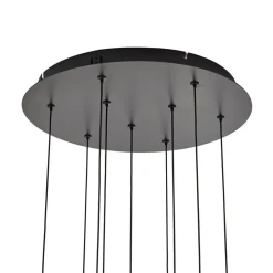 Lucande LED-hængelampe Hayley, sort, 9 lyskilder, glas