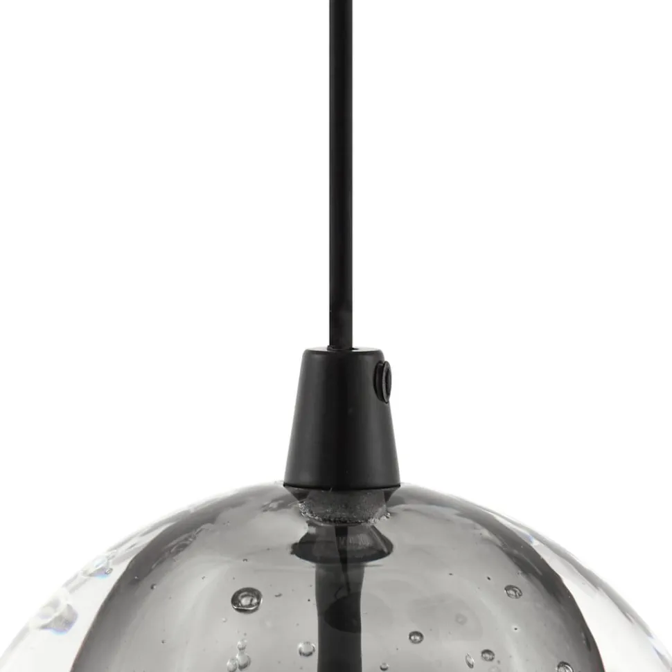 Lucande LED-hængelampe Hayley, sort, 9 lyskilder, glas