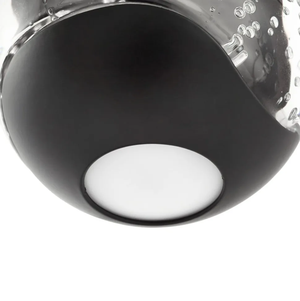 Lucande LED-hængelampe Hayley, sort, 9 lyskilder, glas