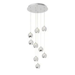 Lucande LED-hængelampe Hayley, Ø 40 cm, 9 lyskilder, krom, glas