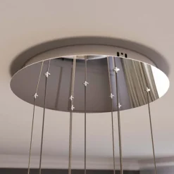 Lucande LED-hængelampe Hayley, Ø 40 cm, 9 lyskilder, krom, glas