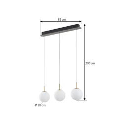 Lucande LED-hængelampe Joran, 3 lyskilder, hvid, glas