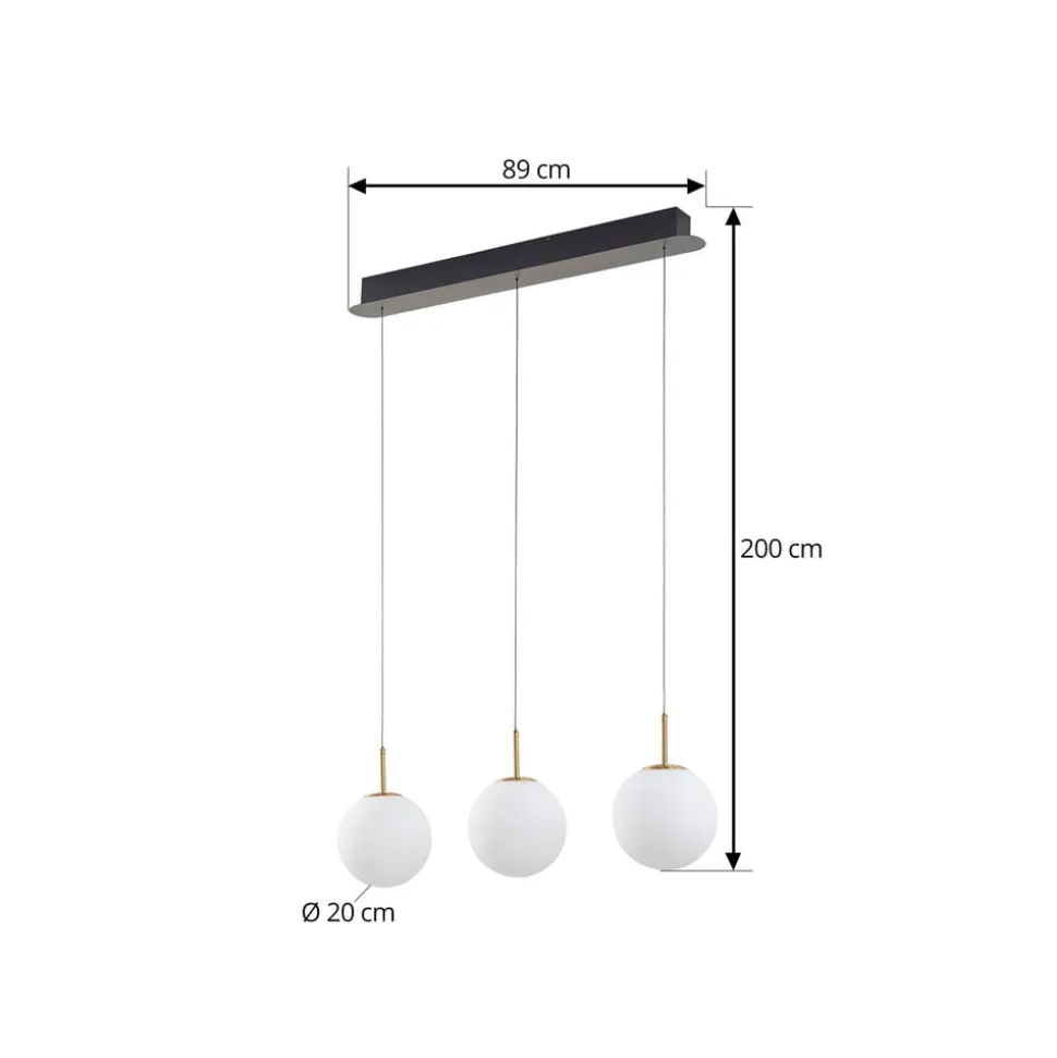 Lucande LED-hængelampe Joran, 3 lyskilder, hvid, glas