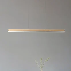 Lucande LED-hængelampe Lutana, rosaguld/træfarvet, 101 cm