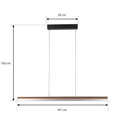 Lucande LED-hængelampe Lutana, rosaguld/træfarvet, 101 cm