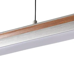 Lucande LED-hængelampe Lutana, rosaguld/træfarvet, 101 cm