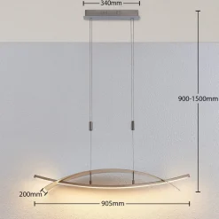 Lucande LED-hængelampe Marija, 91 cm, sølv, dæmpbar