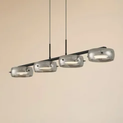 Lucande LED-hængelampe Martis, sort, 4 lyskilder, dæmpbar