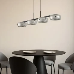 Lucande LED-hængelampe Martis, sort, 4 lyskilder, dæmpbar
