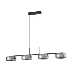 Lucande LED-hængelampe Martis, sort, 4 lyskilder, dæmpbar
