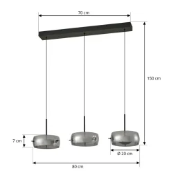 Lucande LED-hængelampe Martis, sort, 3 lyskilder, step-dæmpbar