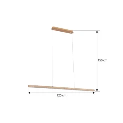 Lucande LED-hængelampe Maruta, træ, bjælke, 120 cm, 3000K