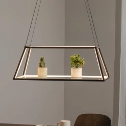 Lucande LED-hængelampe Mensola, sort, aluminium, 75 cm