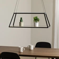 Lucande LED-hængelampe Mensola, sort, aluminium, 75 cm