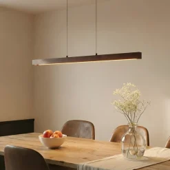 Lucande LED-hængelampe Nihalo, valnød, 122 cm, dæmpbar, CCT