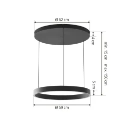 Lucande LED-hængelampe Philine, Ø 60 cm, sort, jern