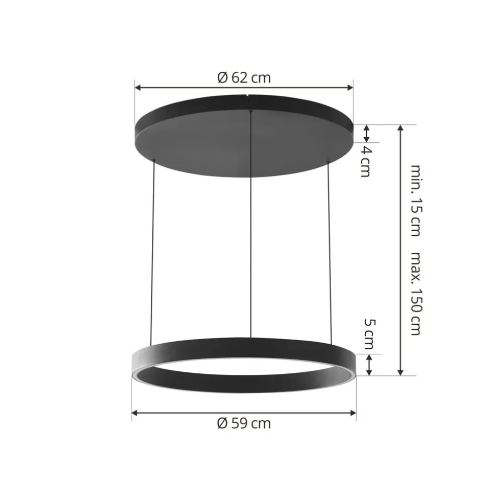 Lucande LED-hængelampe Philine, Ø 60 cm, sort, jern