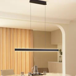 Lucande LED-hængelampe Philine, længde 121 cm sort jern
