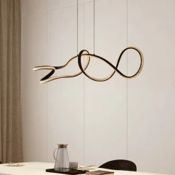Lucande LED-hængelampe Rodado, sort, 110 cm, aluminium
