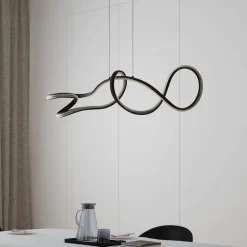 Lucande LED-hængelampe Rodado, sort, 110 cm, aluminium